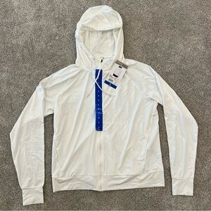 Mondetta NWT Light Weight Full Zip Hoodie Jacket Long Sleeve White Women Sz L,
